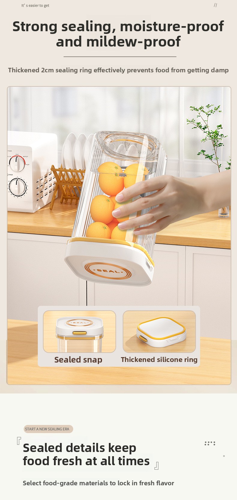 Airtight Food Storage Canister - Moisture-Proof Kitchen Jar for Snacks, Grains & Milk Powder (500-1800 ml)