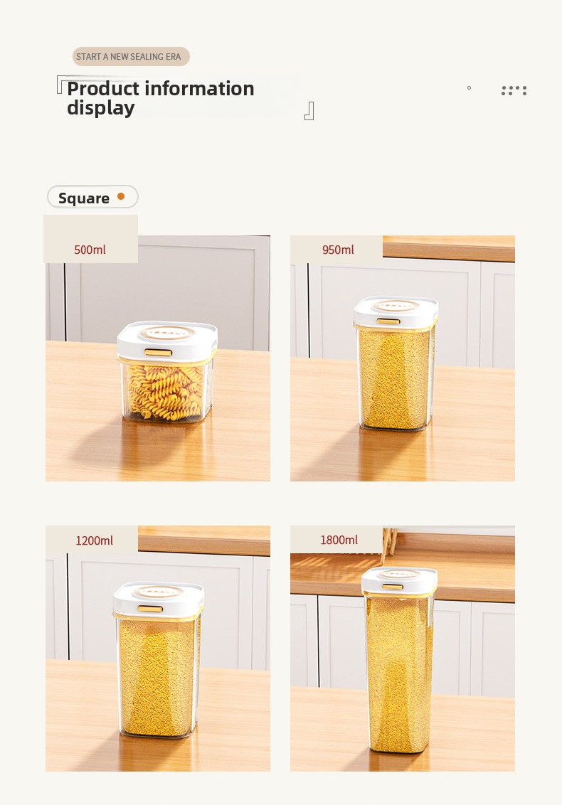 Airtight Food Storage Canister - Moisture-Proof Kitchen Jar for Snacks, Grains & Milk Powder (500-1800 ml)