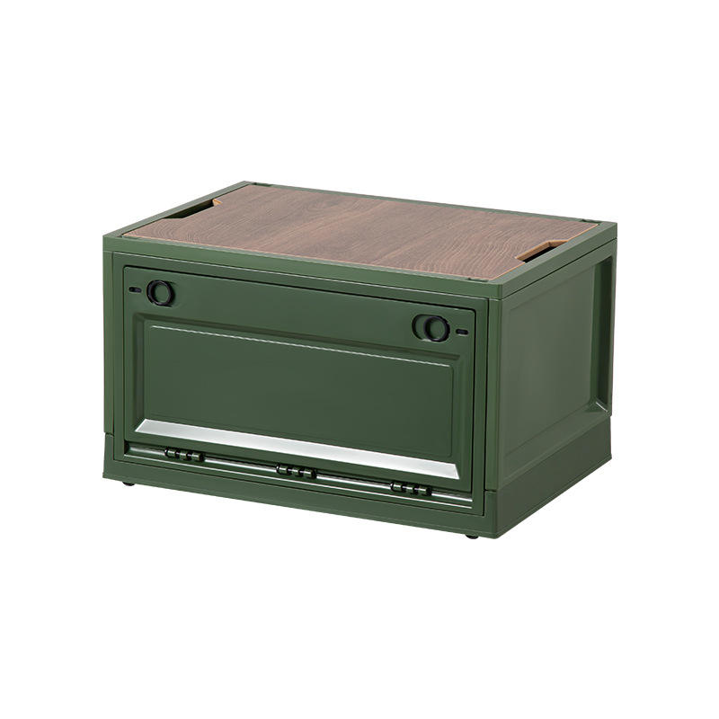 Foldable Camping Storage Box - Stackable Side-Opening Organizer (47 x 35 x 23.5 cm, up to 50 L)