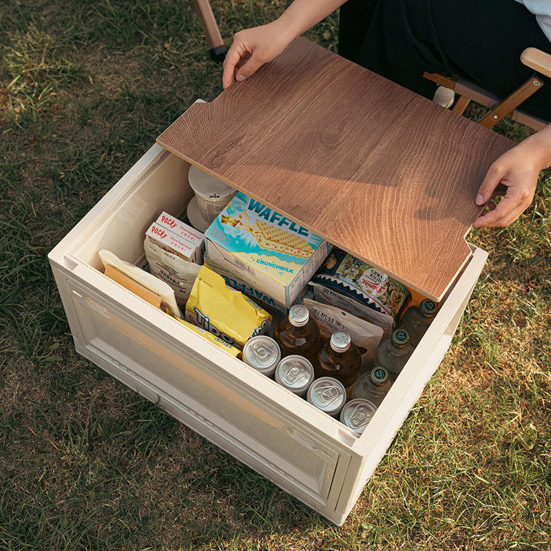 Foldable Camping Storage Box - Stackable Side-Opening Organizer (47 x 35 x 23.5 cm, up to 50 L)