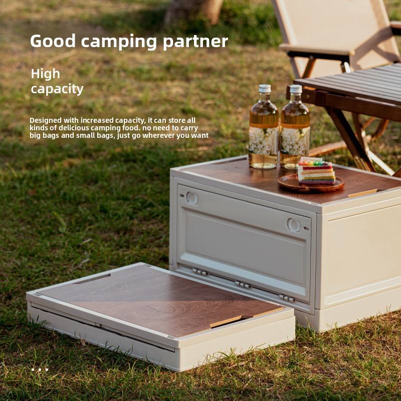 Foldable Camping Storage Box - Stackable Side-Opening Organizer (47 x 35 x 23.5 cm, up to 50 L)