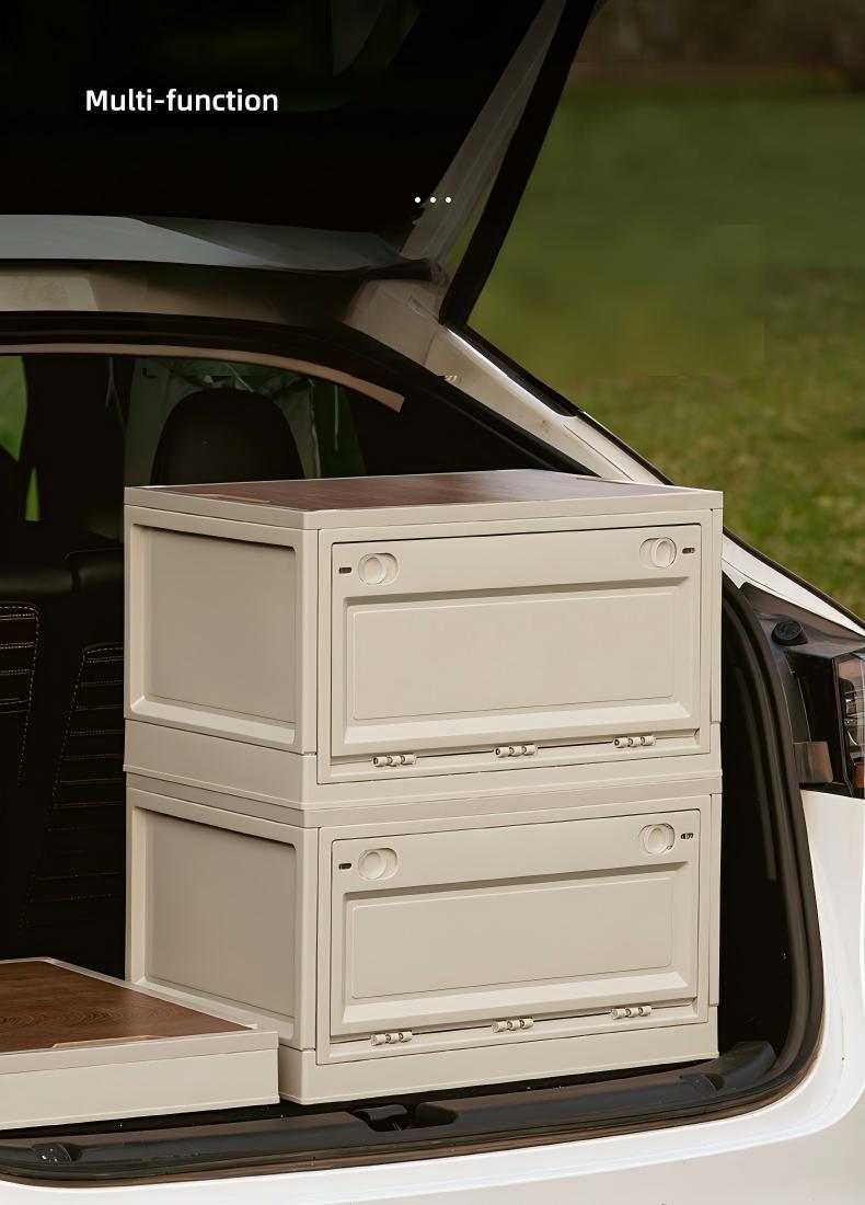 Foldable Camping Storage Box - Stackable Side-Opening Organizer (47 x 35 x 23.5 cm, up to 50 L)
