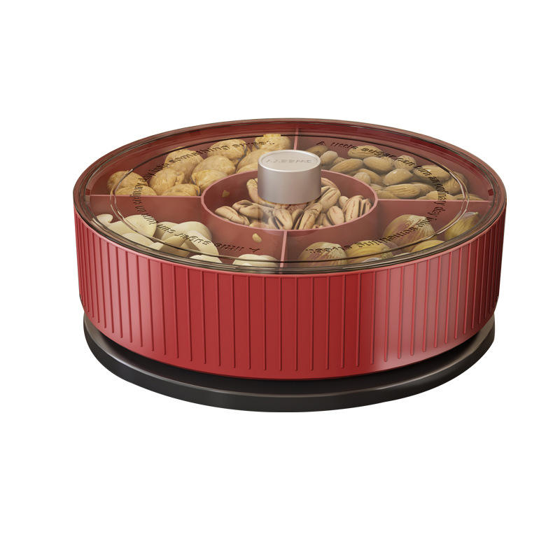 Chinese-Style Divided Snack Tray - Round Plastic Serving Platter for Nuts, Fruit & Candy