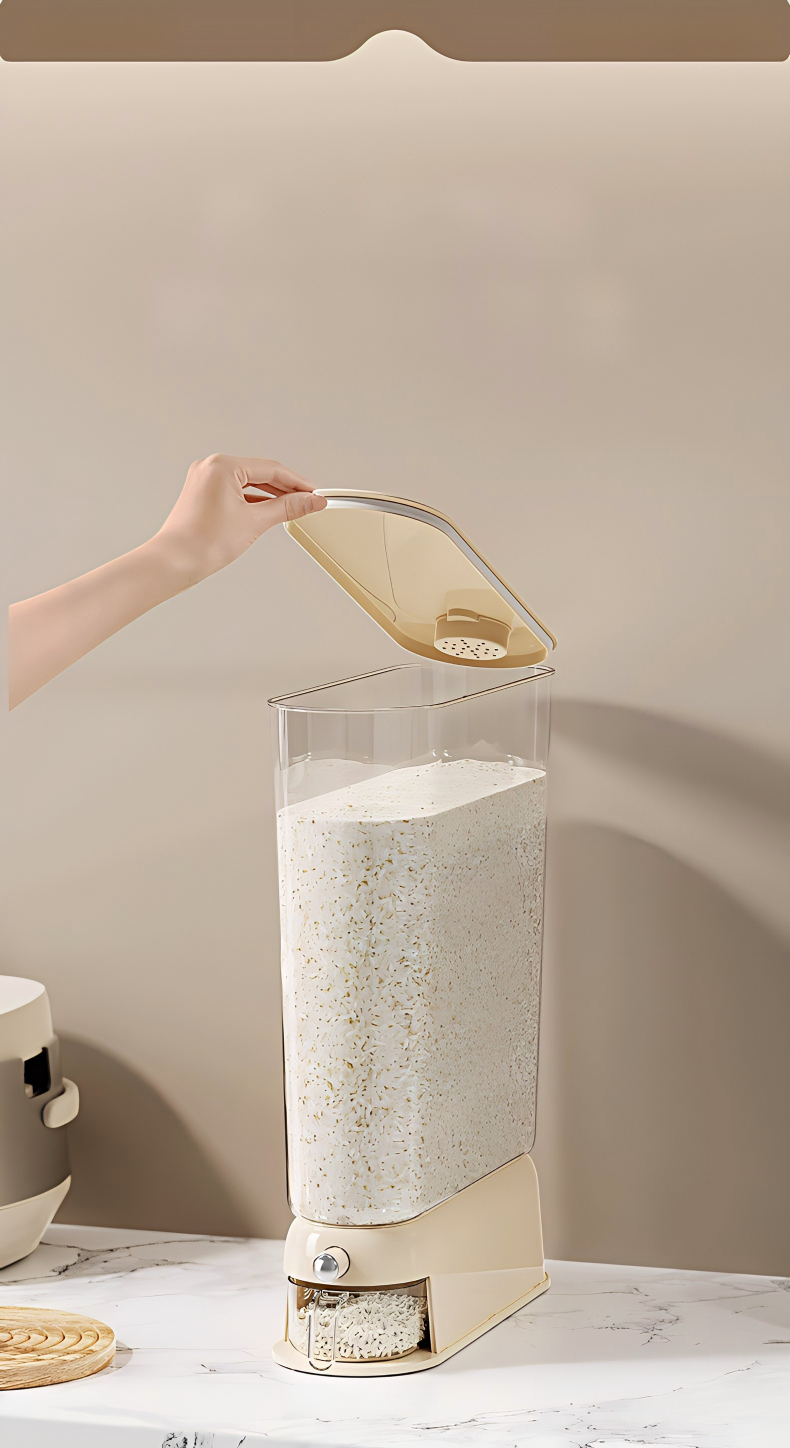 4-5 L Airtight Rice Storage Container - Insect-Proof & Moisture-Proof Sealed Grain Bin with Flip-Top Lid