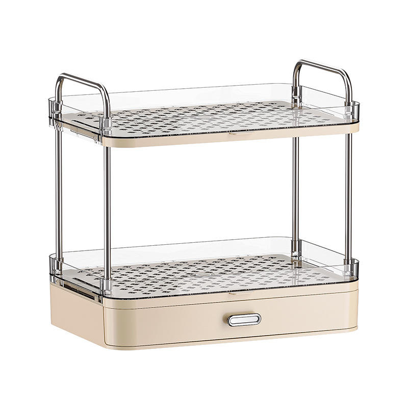 2-Tier Cup Holder Rack with Drainage - Transparent Freestanding Mug & Cup Organizer
