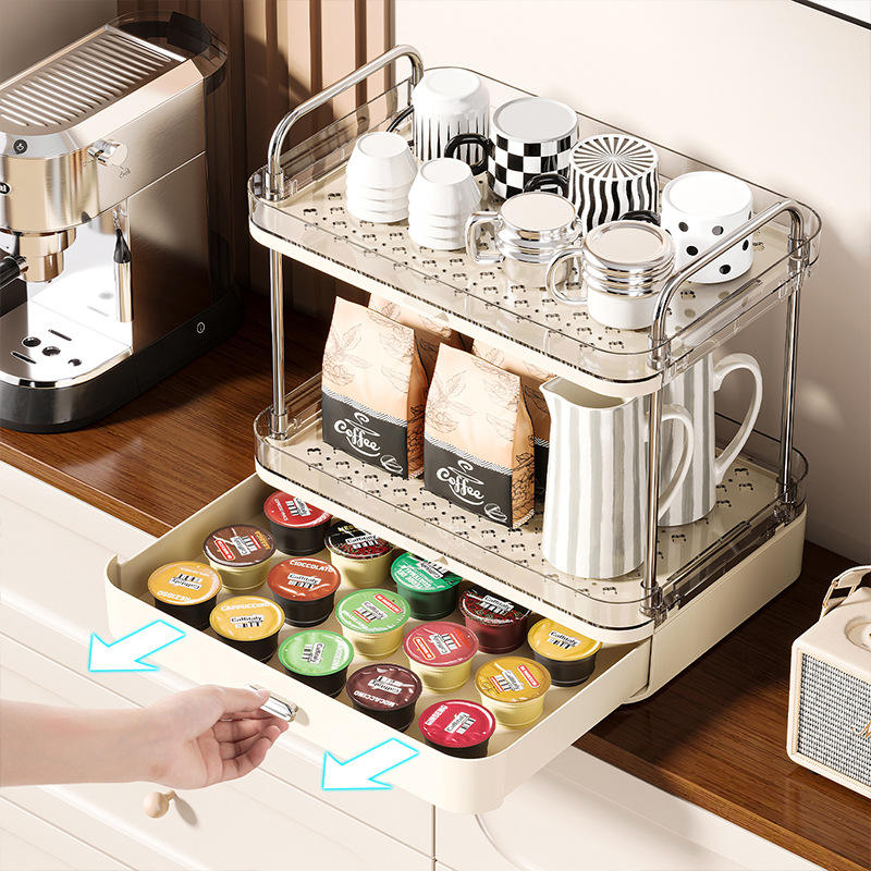 2-Tier Cup Holder Rack with Drainage - Transparent Freestanding Mug & Cup Organizer