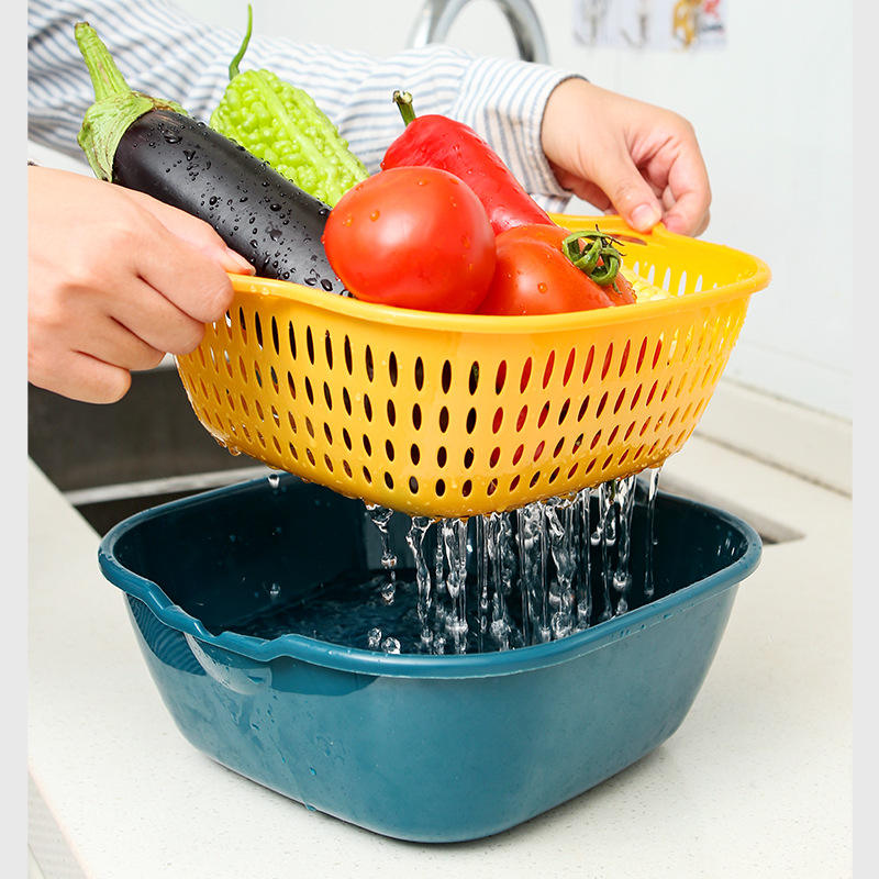 PP Kitchen Drain Basket - Multi-Purpose Vegetable & Fruit Washing Colander with Stable Base