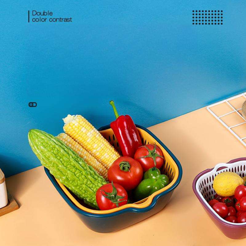 PP Kitchen Drain Basket - Multi-Purpose Vegetable & Fruit Washing Colander with Stable Base