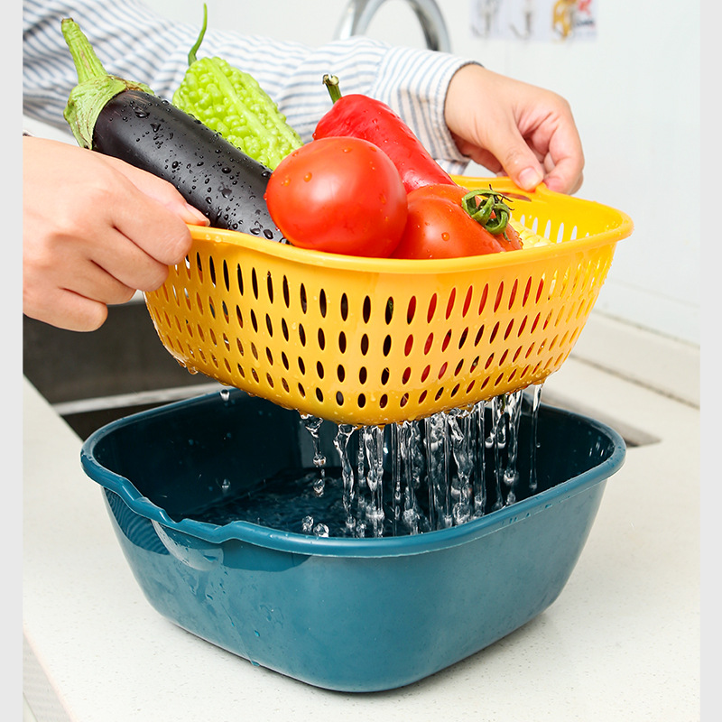 PP Kitchen Drain Basket - Multi-Purpose Vegetable & Fruit Washing Colander with Stable Base