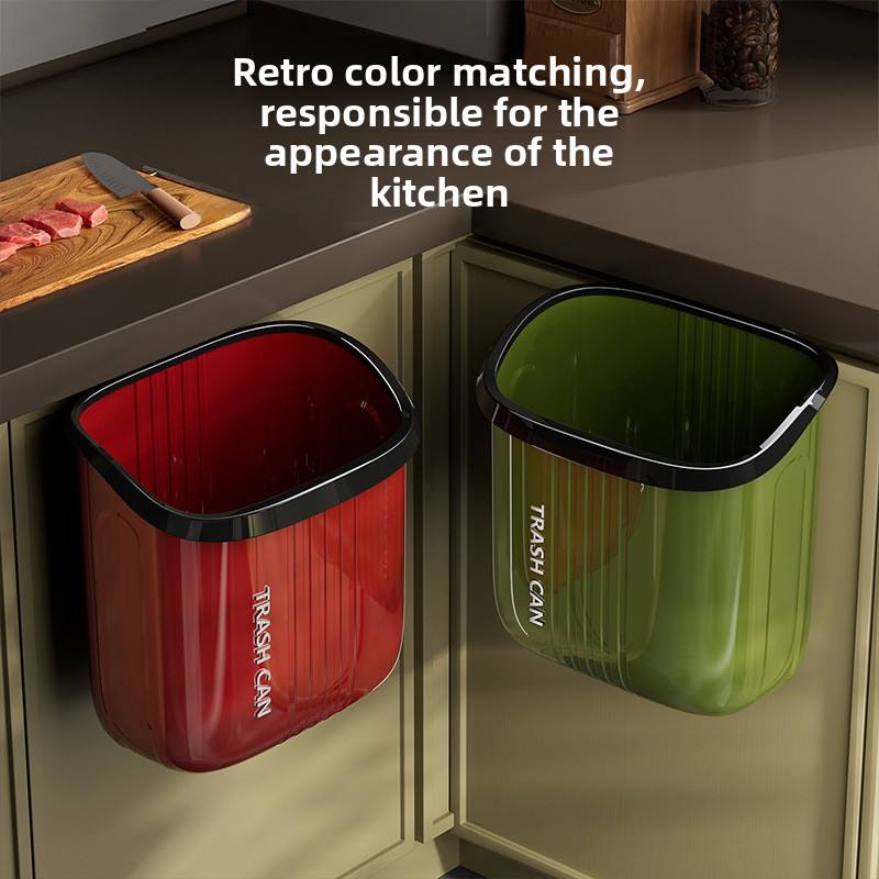 Wall-Mounted Kitchen Trash Can - No-Lid Hanging Waste Bin for Indoor Use (Rectangular)