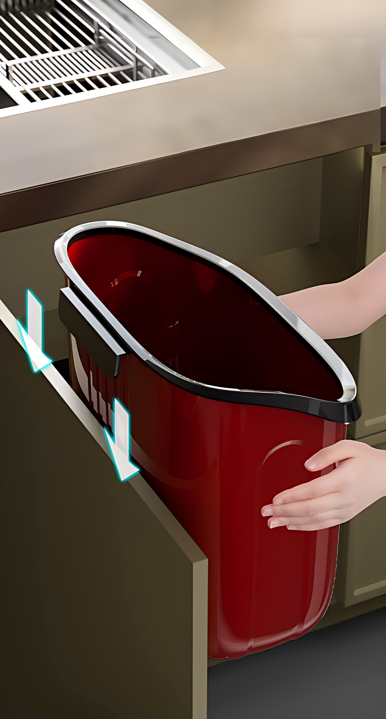 Wall-Mounted Kitchen Trash Can - No-Lid Hanging Waste Bin for Indoor Use (Rectangular)