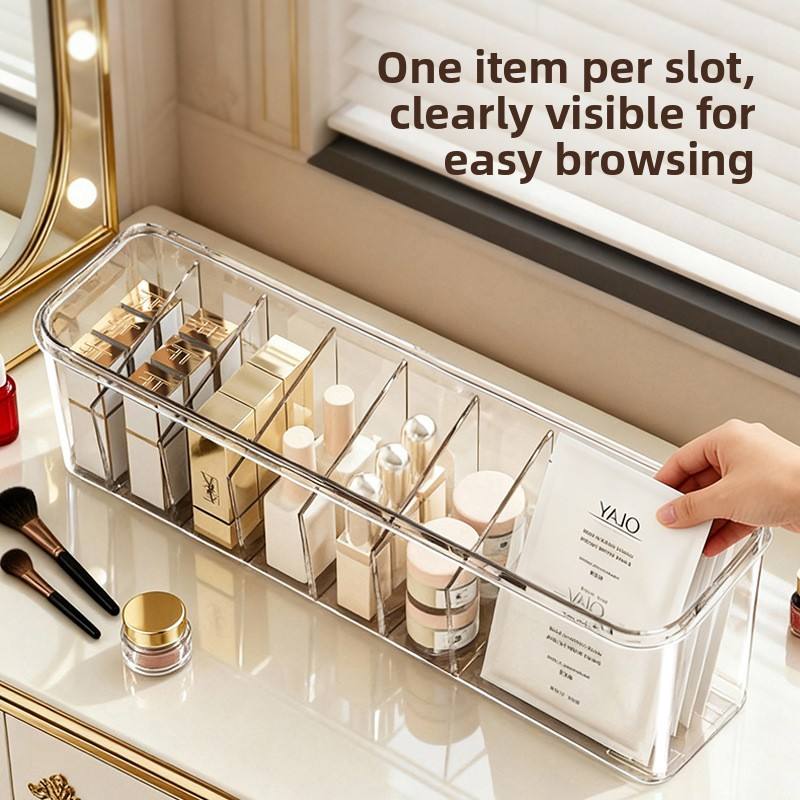Compartmentalized Cable Organizer Box - Rectangular PET Cable Management Box with Lid (33.5 x 9 x 10.6 cm)