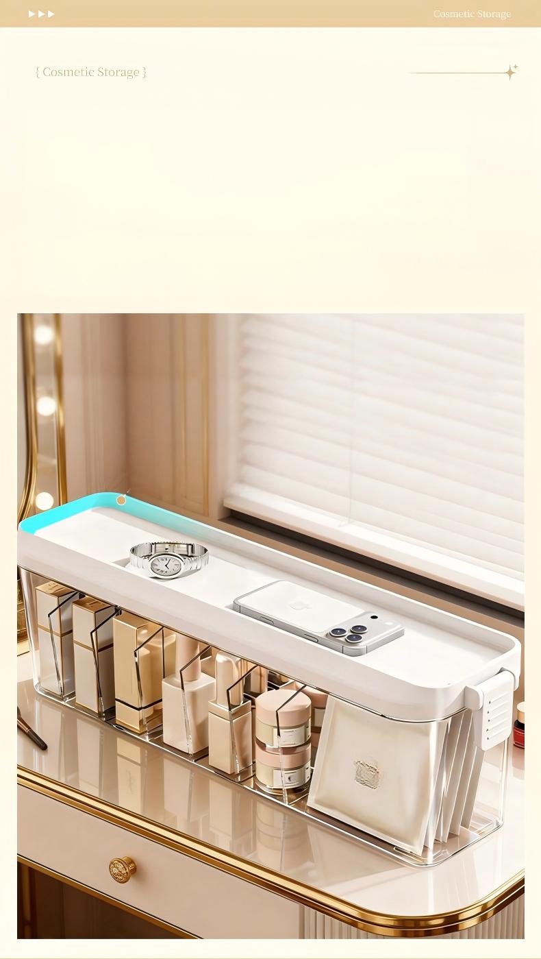 Compartmentalized Cable Organizer Box - Rectangular PET Cable Management Box with Lid (33.5 x 9 x 10.6 cm)