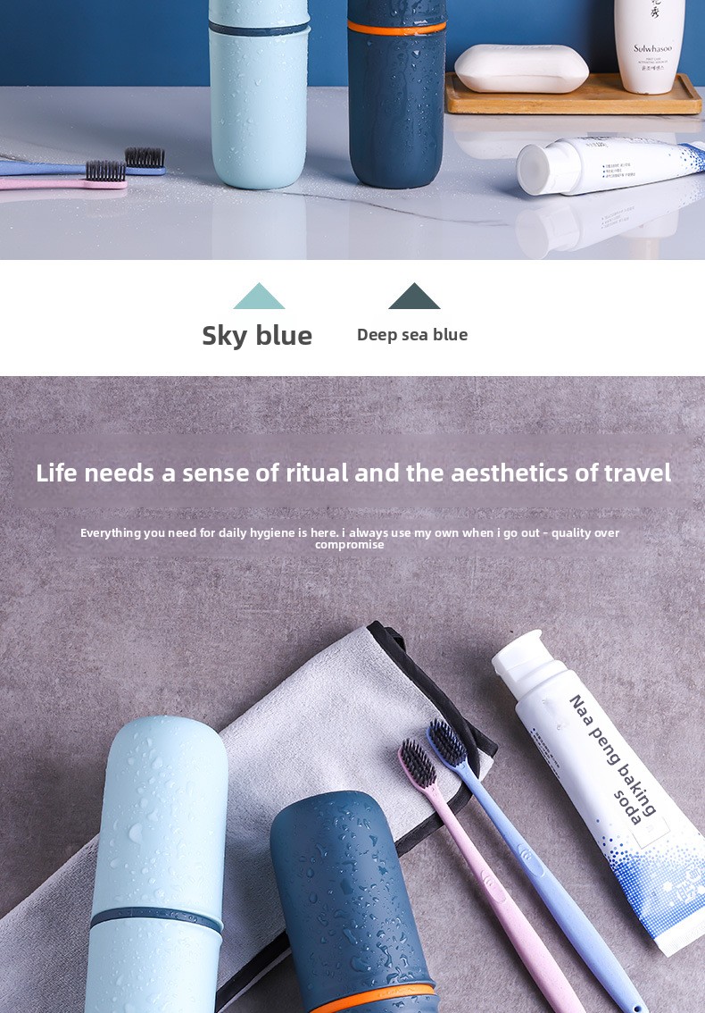 Portable Travel Toothbrush & Toothpaste Cup Set - Leak-Proof PP Rinsing Cup for Students & Travel