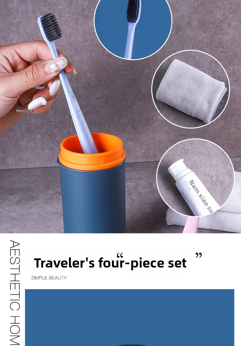 Portable Travel Toothbrush & Toothpaste Cup Set - Leak-Proof PP Rinsing Cup for Students & Travel