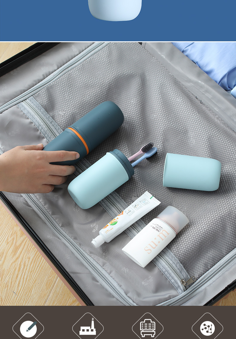 Portable Travel Toothbrush & Toothpaste Cup Set - Leak-Proof PP Rinsing Cup for Students & Travel