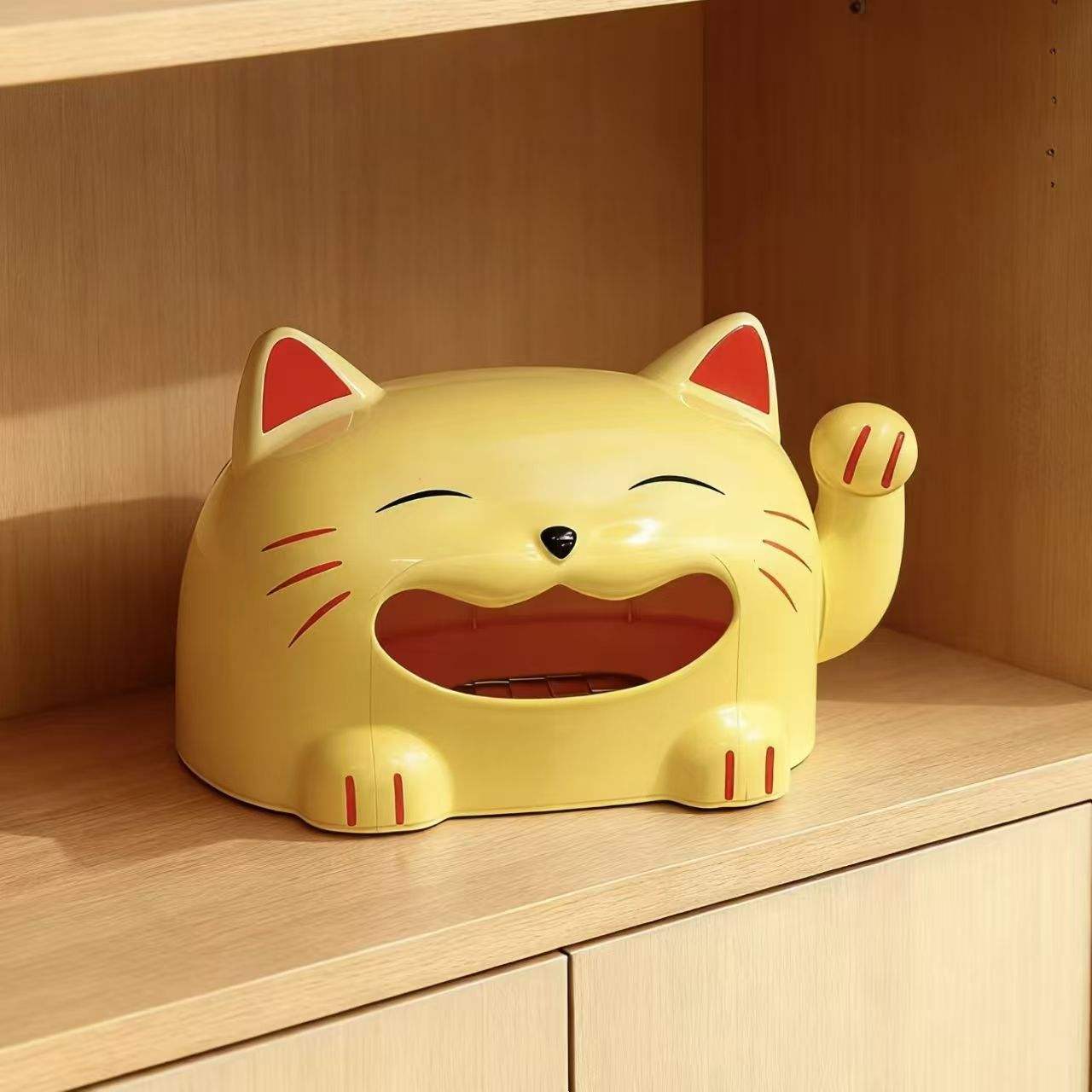 Cat-Shaped Tissue Box - Durable PP Tissue Holder for Home & Office (Yellow or White)