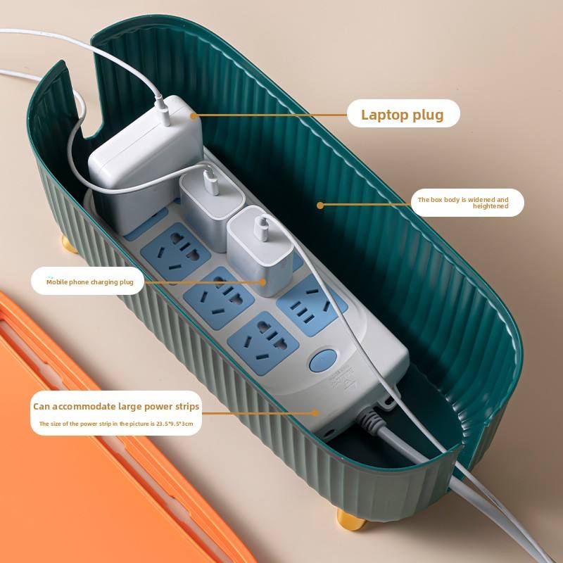 Minimalist Cable Management Box - Concealed Desk Cord & Power Strip Organizer (35 x 15 x 13.5 cm)