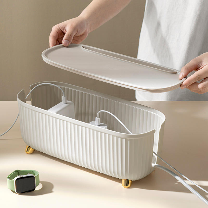 Minimalist Cable Management Box - Concealed Desk Cord & Power Strip Organizer (35 x 15 x 13.5 cm)