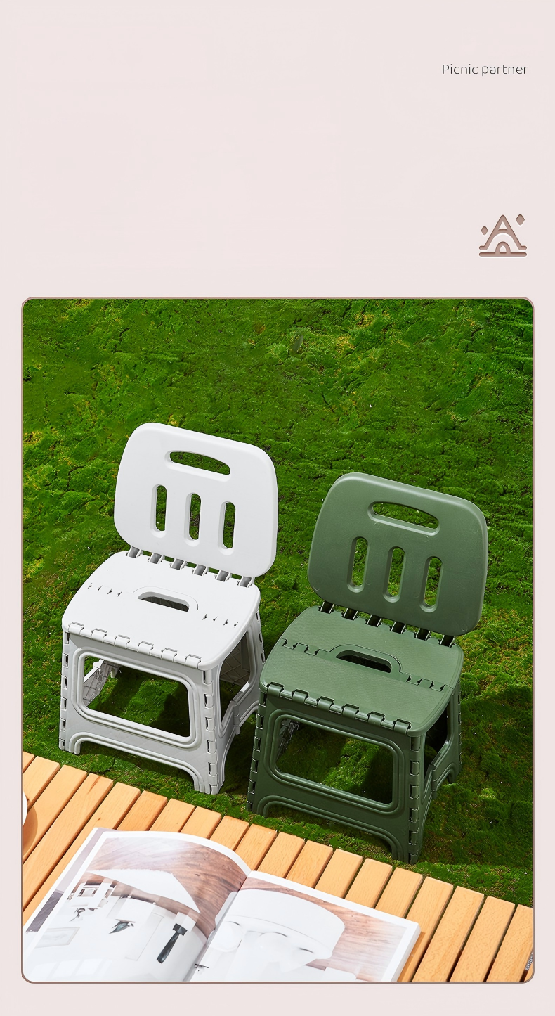 Folding Chair with Backrest - No-Assembly Portable Chair for Garden, Dorm & Outdoor