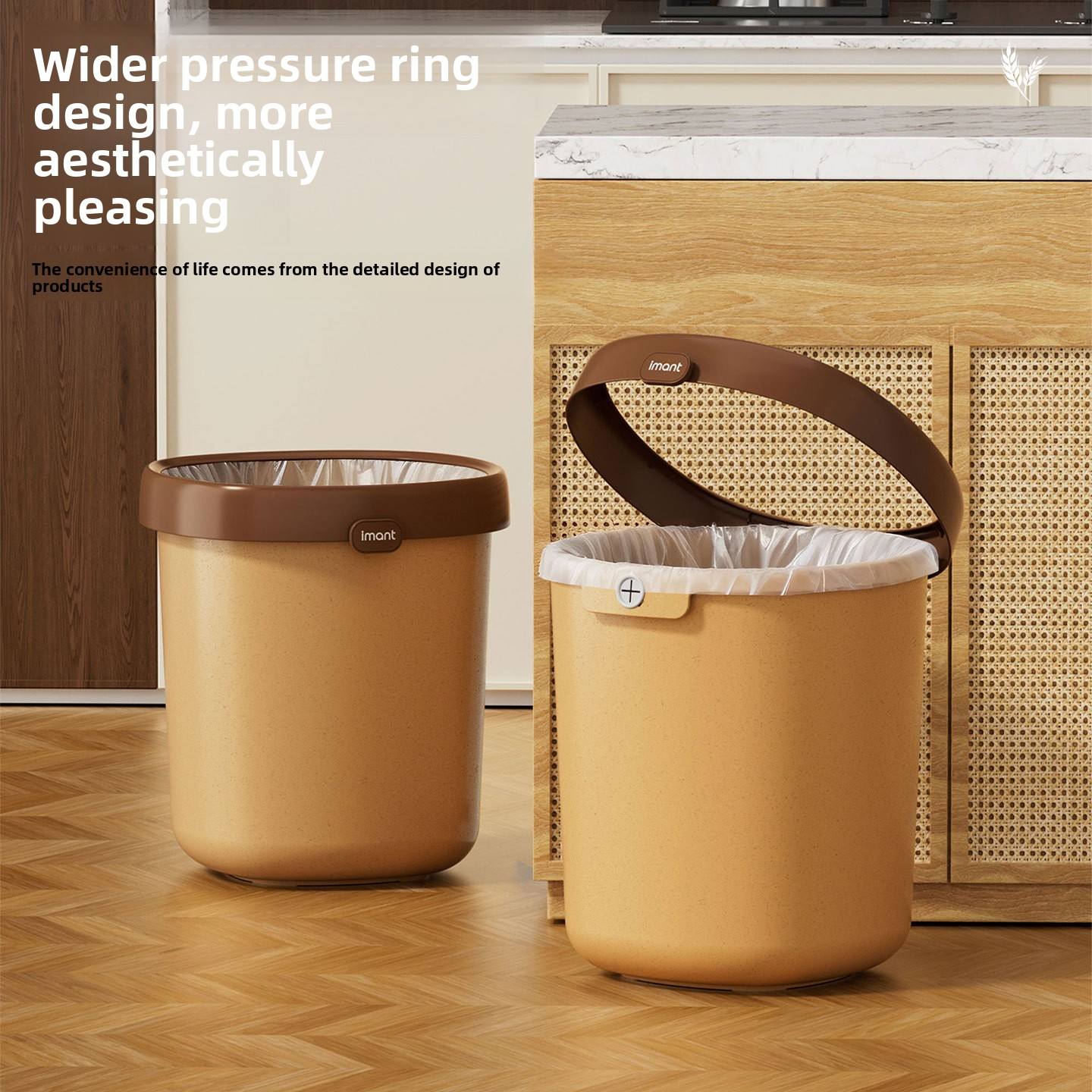 Open-Top Cylindrical Waste Bin - 10 L Plastic Household Trash Bucket for Bathroom, Kitchen & Bedroom