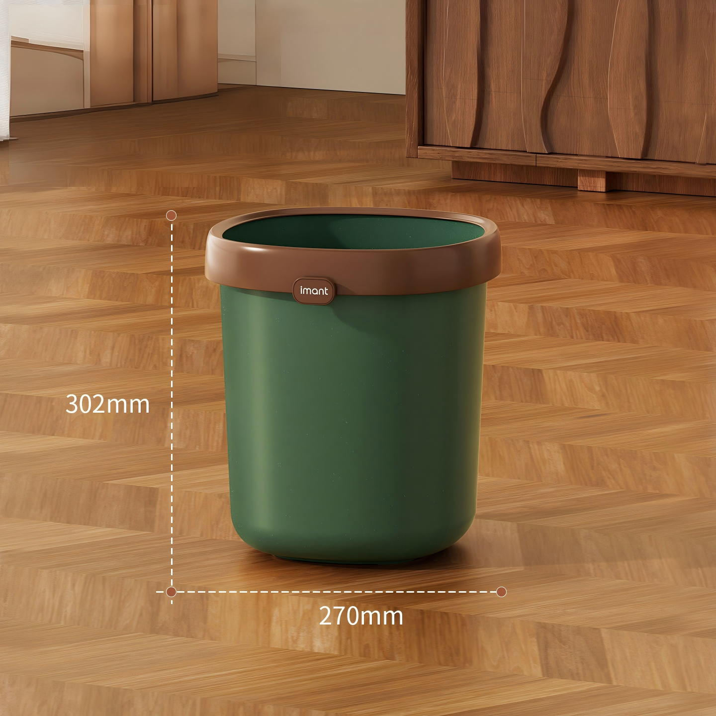Open-Top Cylindrical Waste Bin - 10 L Plastic Household Trash Bucket for Bathroom, Kitchen & Bedroom