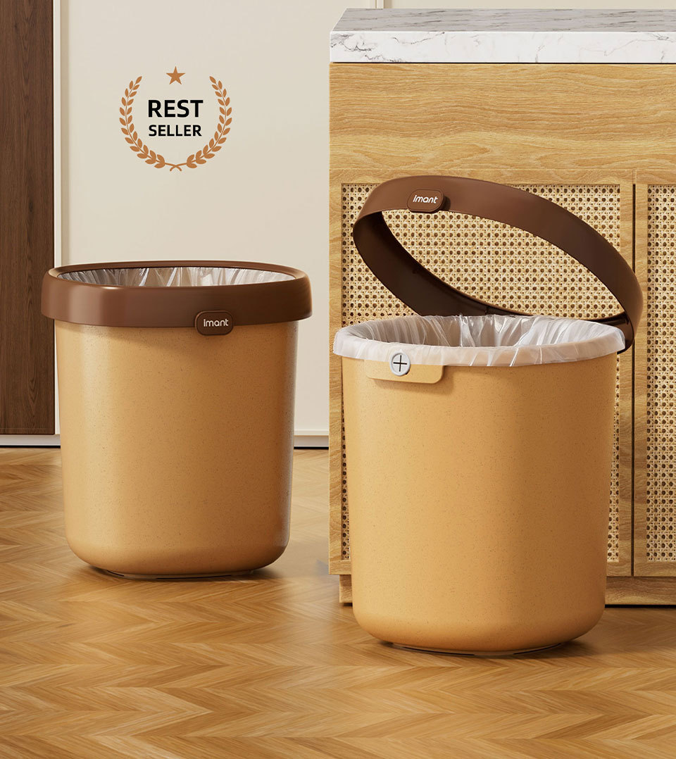 Open-Top Cylindrical Waste Bin - 10 L Plastic Household Trash Bucket for Bathroom, Kitchen & Bedroom