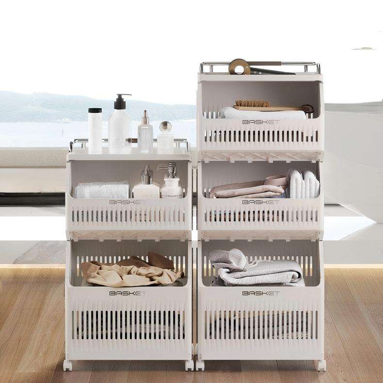 2-Tier Foldable Laundry Basket - Large Standing PP+ABS Hamper for Bathroom & Bedroom