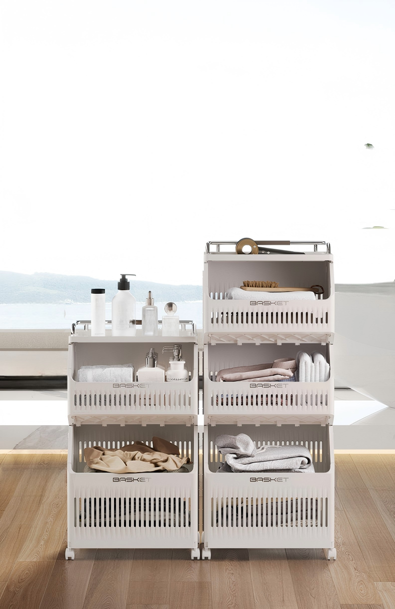 2-Tier Foldable Laundry Basket - Large Standing PP+ABS Hamper for Bathroom & Bedroom