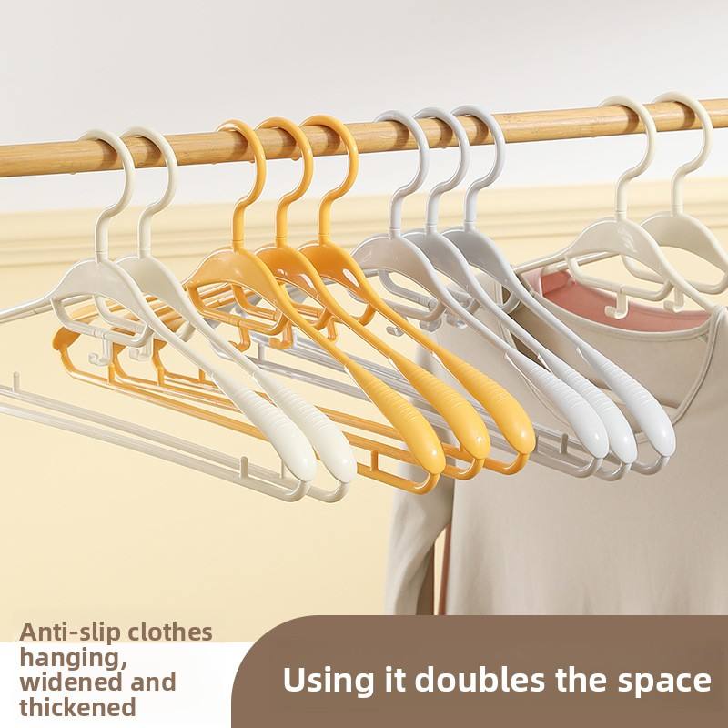 Stackable Non-Slip Plastic Hangers (5-Pack) - Ergonomic Seamless Clothes Hangers for Wardrobes