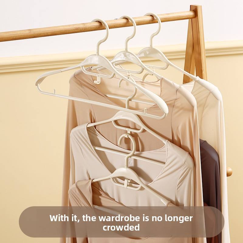 Stackable Non-Slip Plastic Hangers (5-Pack) - Ergonomic Seamless Clothes Hangers for Wardrobes