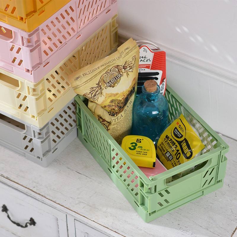 Large Foldable Storage Box - Japanese Multi-Purpose Translucent Organizer (24.8 x 16.5 x 9.7 cm)