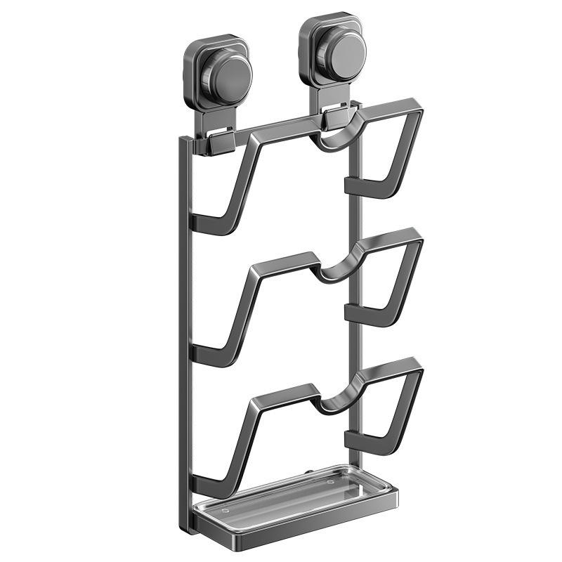 No-Drill Wall-Mounted Carbon Steel Kitchen Rack - 2/3-Tier Shelf for Cutting Boards & Utensils