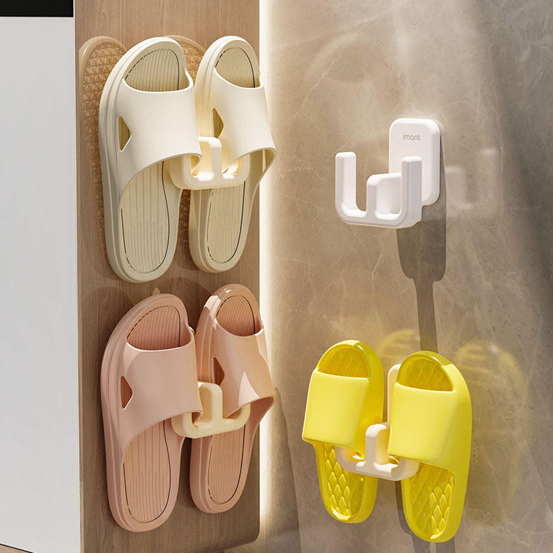 No-Drill Wall-Mounted Shoe Rack - ABS Slipper Holder for Bathrooms (Single Tier)