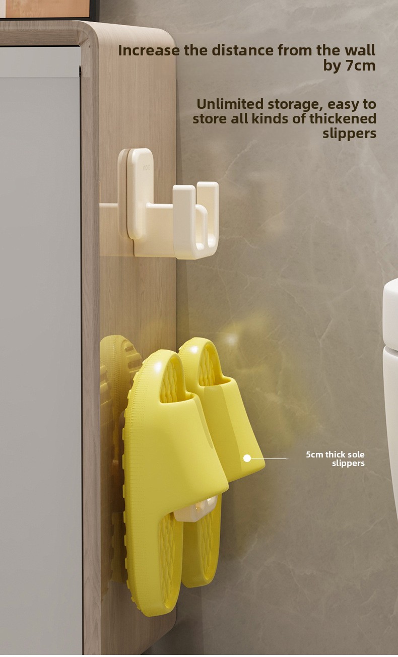 No-Drill Wall-Mounted Shoe Rack - ABS Slipper Holder for Bathrooms (Single Tier)
