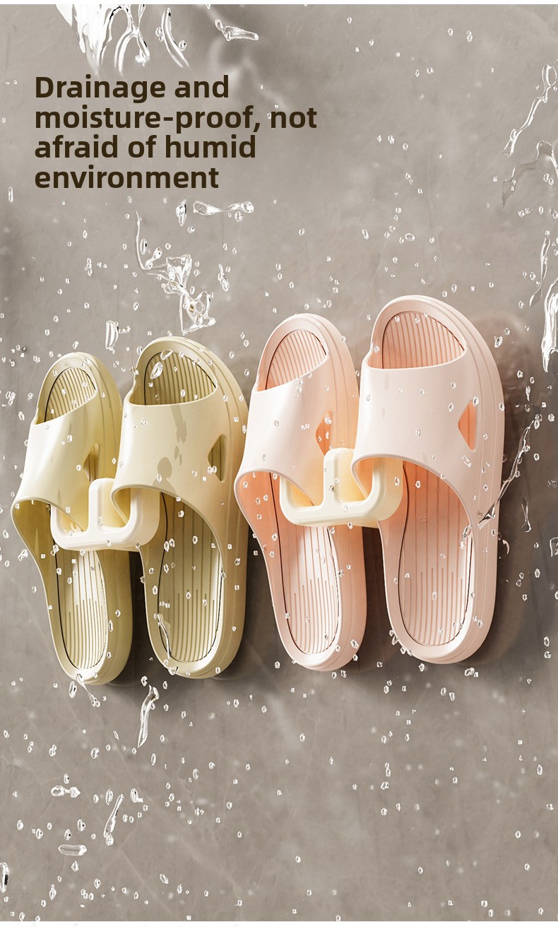 No-Drill Wall-Mounted Shoe Rack - ABS Slipper Holder for Bathrooms (Single Tier)