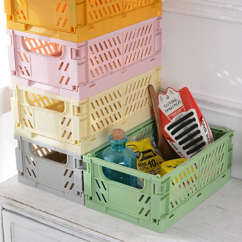 Small Foldable Storage Box - Stackable PP Organizer for Toys, Books & Wardrobes (15 x 9.8 x 5.7 cm)