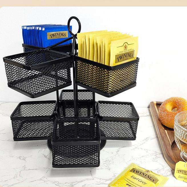 2-Tier Tea Bag Organizer Rack - Iron Standing Holder for Tea Bags & Beverages