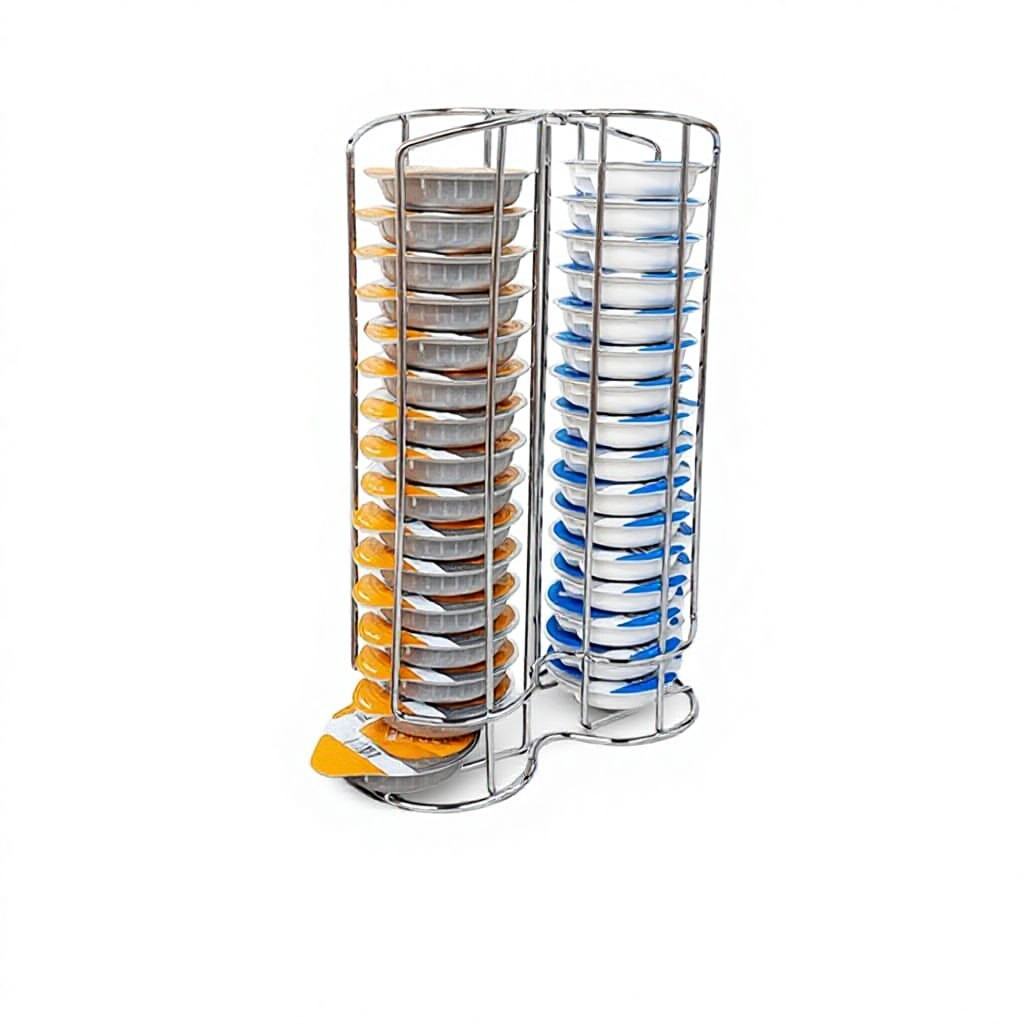 Cylindrical Wire Coffee Capsule Holder - Stand for Tassimo & Bartesian Capsules