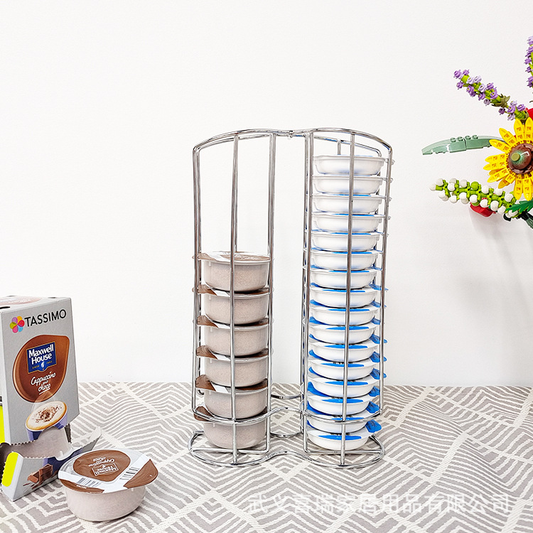 Cylindrical Wire Coffee Capsule Holder - Stand for Tassimo & Bartesian Capsules