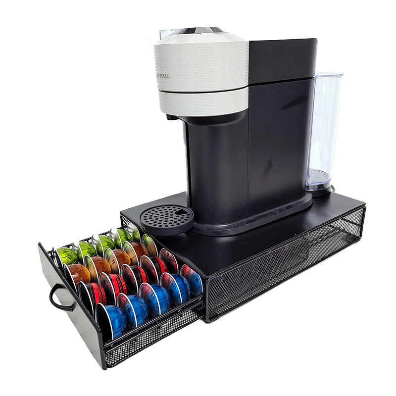 Iron Coffee Capsule Storage Box with Drawer - 40-Capsule Organizer for Home & Commercial Use