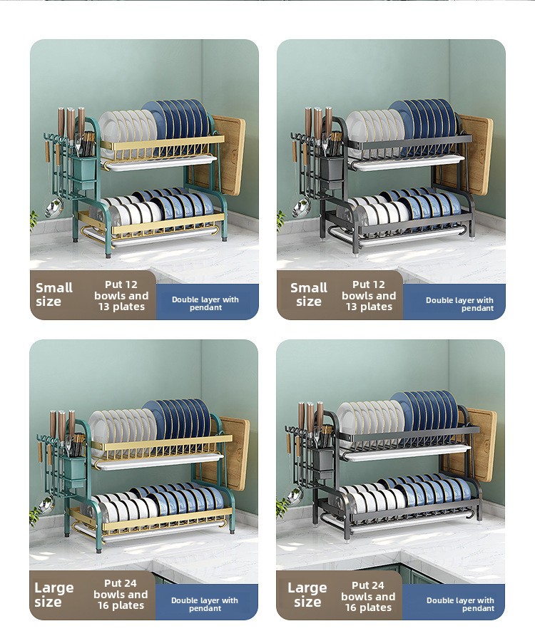 Detachable Carbon Steel Dish Drying Rack - Modern Minimalist Standing Kitchen Organizer