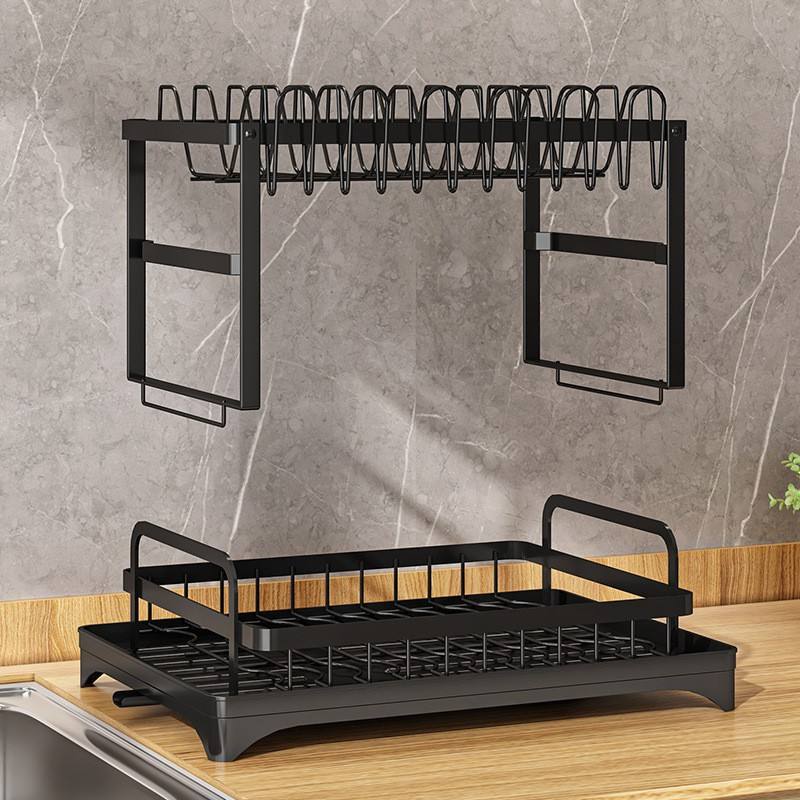 Foldable Carbon Steel Dish Rack - Modern Standing Kitchen Plate & Bowl Organizer