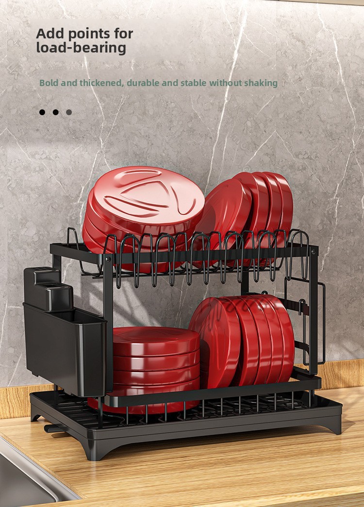 Foldable Carbon Steel Dish Rack - Modern Standing Kitchen Plate & Bowl Organizer