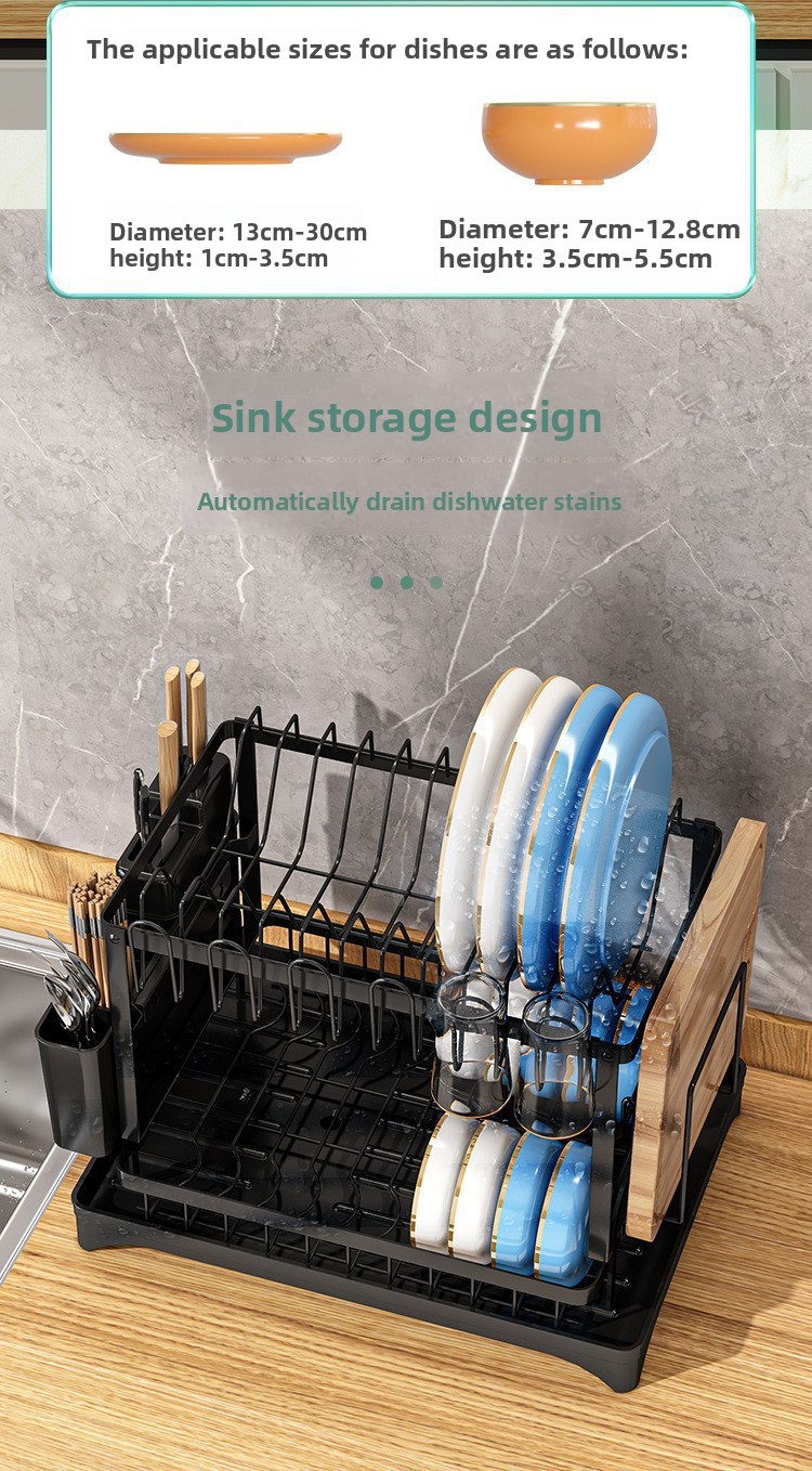 Foldable Carbon Steel Dish Rack - Modern Standing Kitchen Plate & Bowl Organizer
