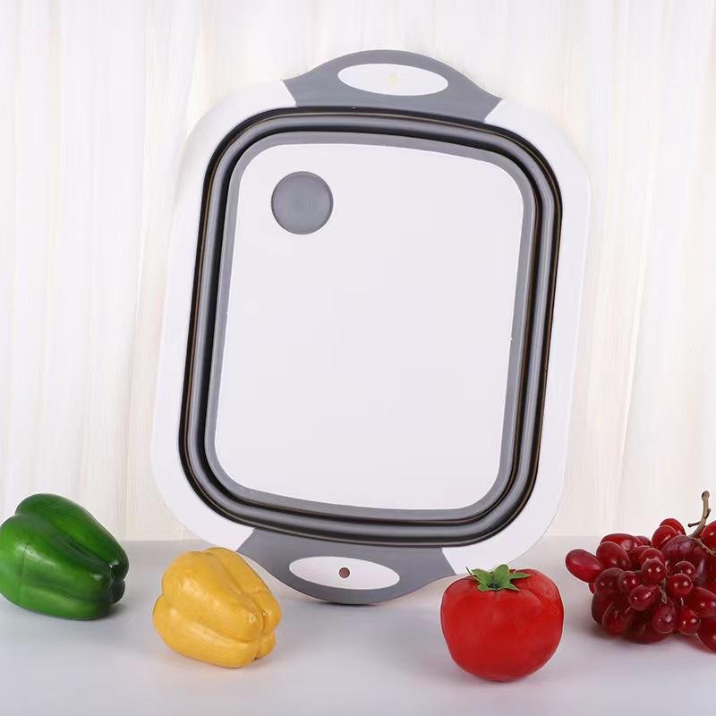 3-in-1 Foldable Cutting Board - Portable Kitchen Sink & Drain Basket (Large, Dishwasher-Safe)