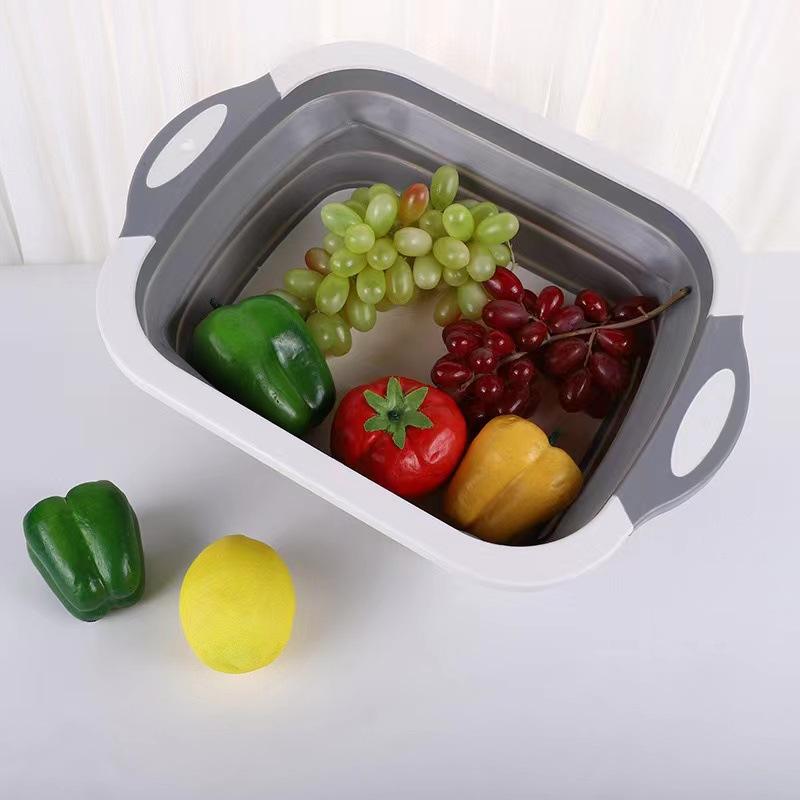 3-in-1 Foldable Cutting Board - Portable Kitchen Sink & Drain Basket (Large, Dishwasher-Safe)