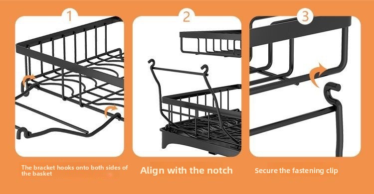 2-Tier Foldable Metal Kitchen Storage Rack - Modern Minimalist Tableware Organizer
