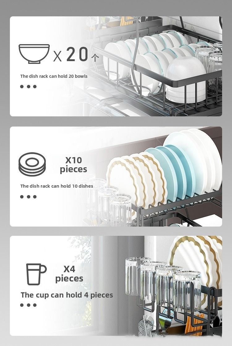 2-Tier Foldable Metal Kitchen Storage Rack - Modern Minimalist Tableware Organizer