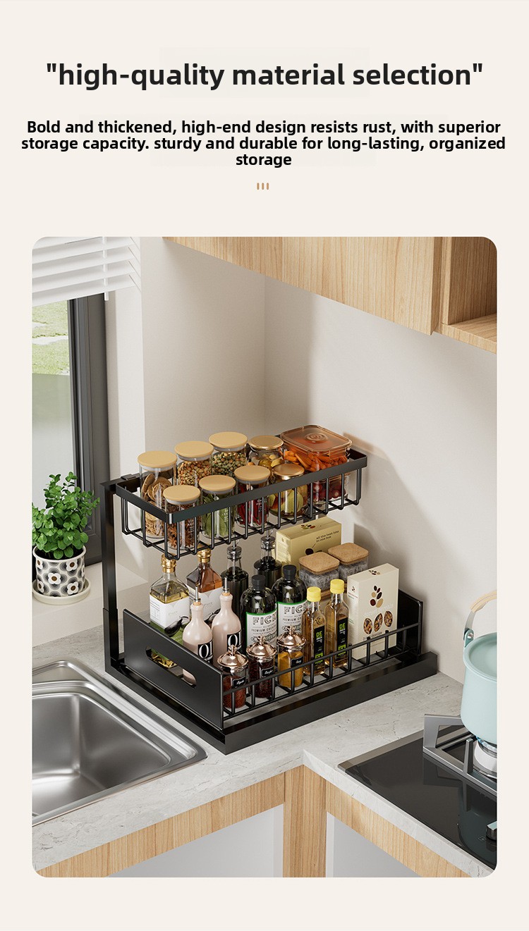 Foldable L-Shaped Kitchen Spice Rack - No-Drill Metal Seasoning Organizer